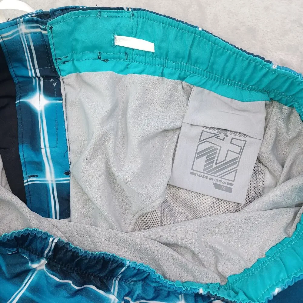 Zeroxposur Swim Board Shorts Mens M Teal Blue UPF 50 Quick Dry 4-Way Stretch NWT